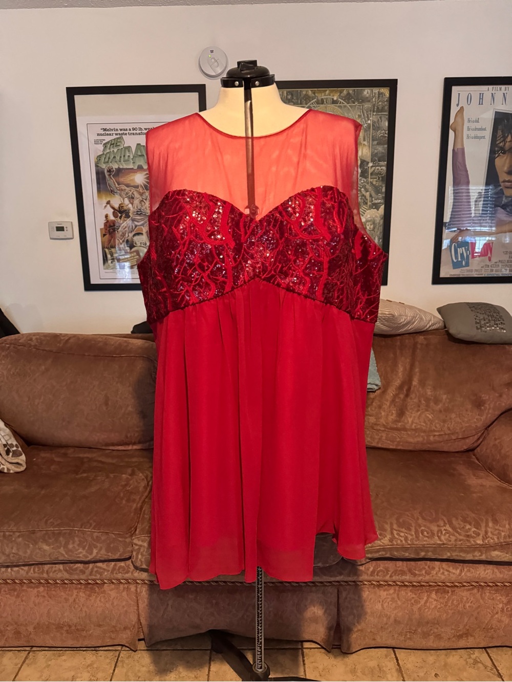 Bold Red Dress - Sleek Solid Fabric
